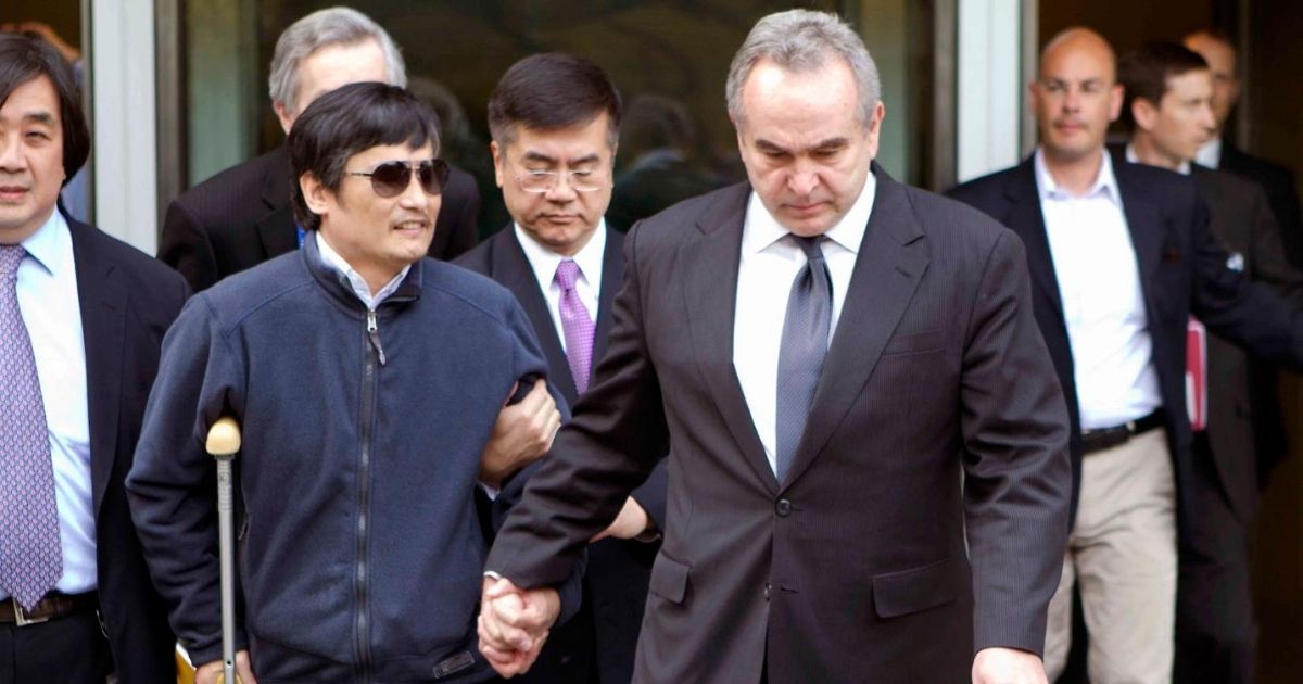 Assistant Secretary of State for East Asian and Pacific Affairs Kurt Campbell with Chen Guangcheng at the U.S. Embassy in Beijing, China, on May 1, 2012. U.S.