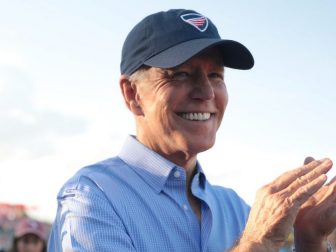 Joe Biden clapping at baseball game