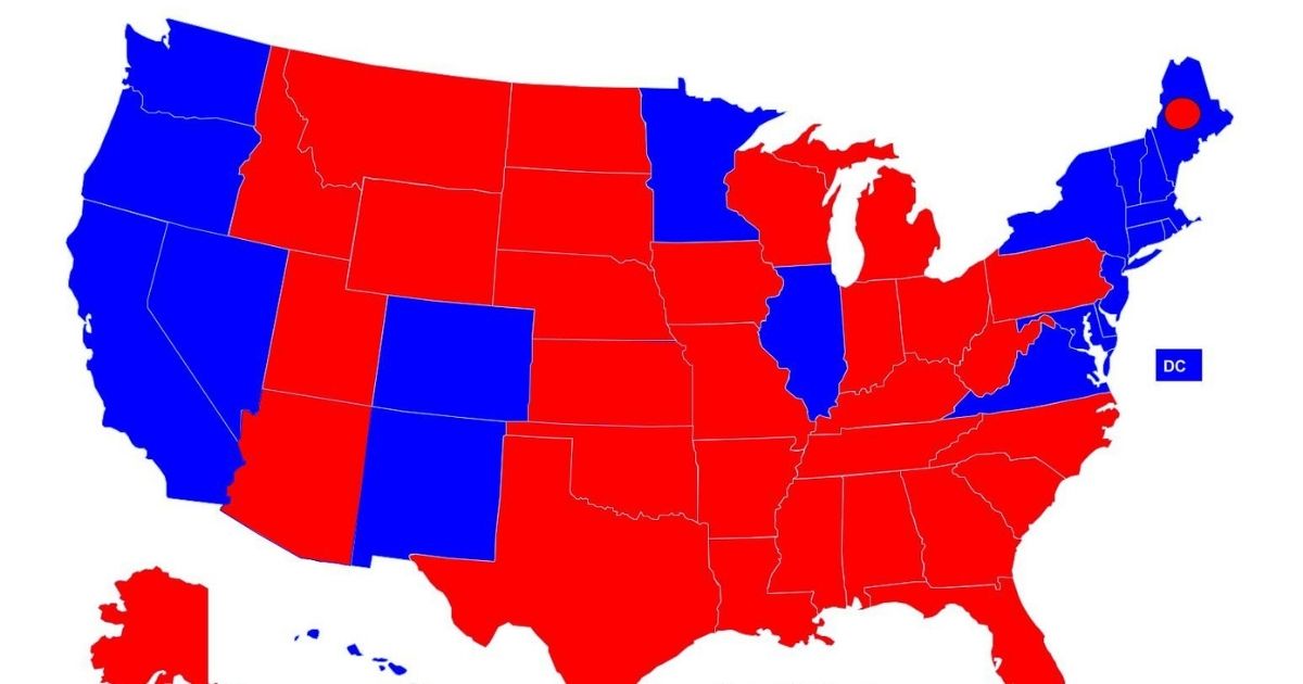 The 2016 Electoral College map is seen above.