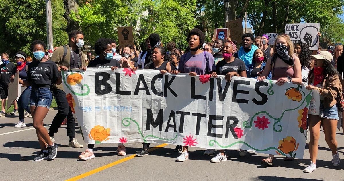 Protesters in the street for a BLM protest.