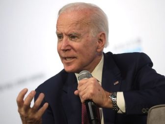 Former Vice President of the United States Joe Biden speaking with attendees at the Moving America Forward Forum hosted by United for Infrastructure at the Student Union at the University of Nevada, Las Vegas in Las Vegas, Nevada.