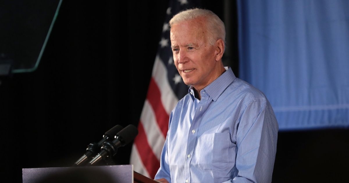 Former Vice President of the United States Joe Biden speaking with supporters at a community event at the Best Western Regency Inn in Marshalltown, Iowa.