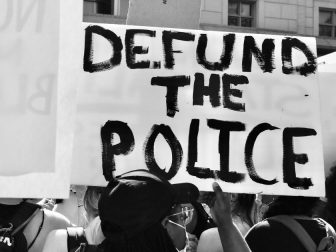 Black & White Defund the Police sign