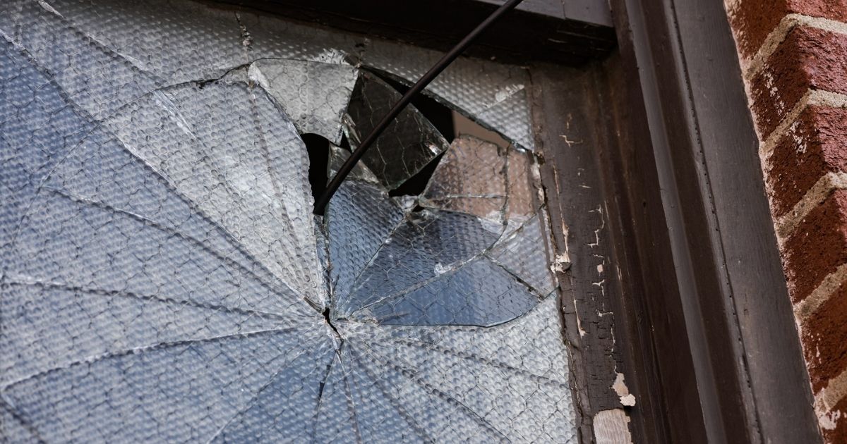 Broken glass window