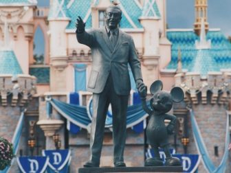 Walt Disney and Mickey statue in Anaheim, California