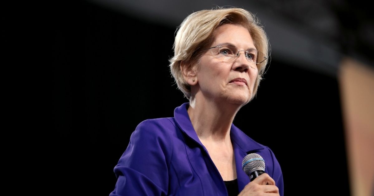 U.S. Senator Elizabeth Warren speaking with attendees at the 2019 National Forum on Wages and Working People hosted by the Center for the American Progress Action Fund and the SEIU at the Enclave in Las Vegas, Nevada.