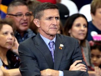 Retired U.S. Army lieutenant general Michael Flynn at a campaign rally for Donald Trump at the Phoenix Convention Center in Phoenix, Arizona.