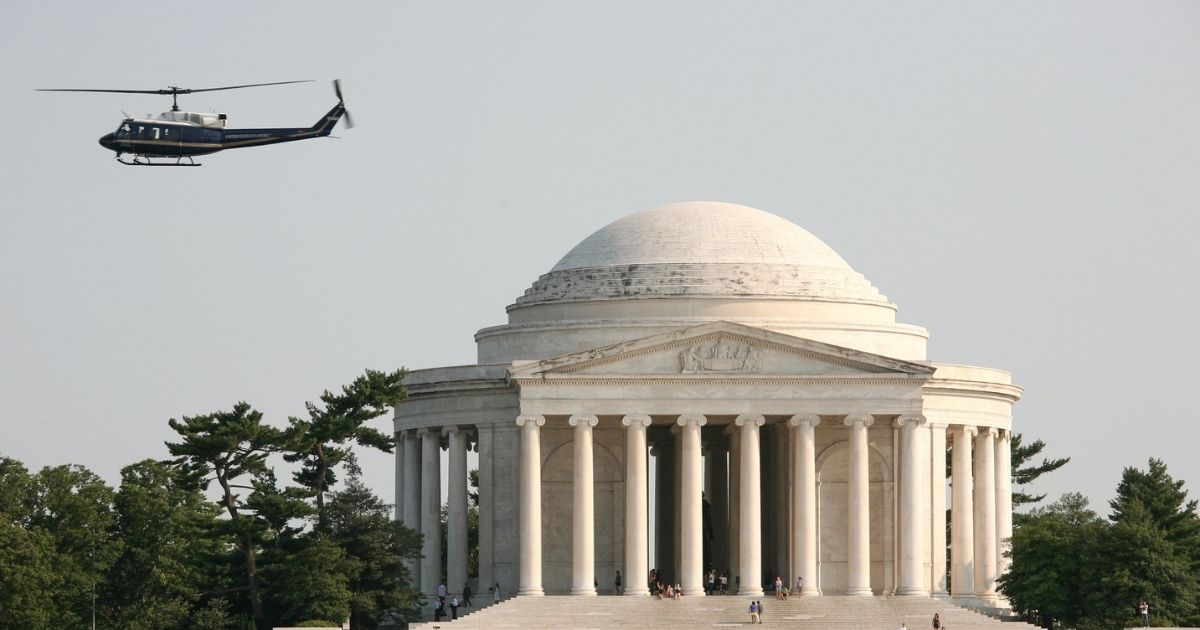 Helicopter above the Jefferson Memorial