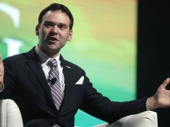 Jack Posobiec speaking with attendees at the 2019 Student Action Summit hosted by Turning Point USA at the Palm Beach County Convention Center in West Palm Beach, Florida.