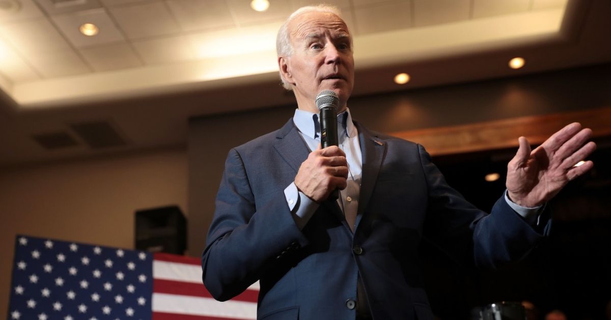 Former Vice President of the United States Joe Biden speaking with supporters at a community event at Sun City MacDonald Ranch in Henderson, Nevada.