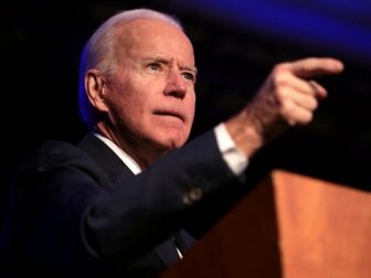 Former Vice President of the United States Joe Biden speaking with attendees at the Clark County Democratic Party's 2020 Kick Off to Caucus Gala at the Tropicana Las Vegas in Las Vegas, Nevada.