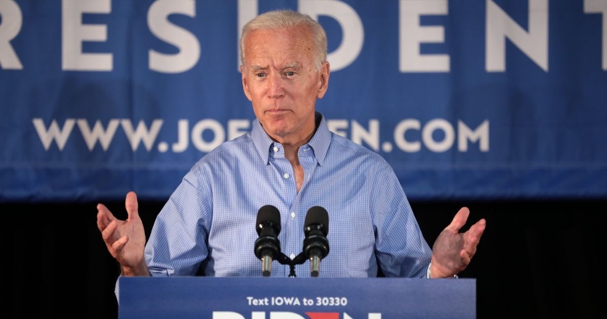 Former Vice President of the United States Joe Biden speaking with supporters at a community event at the Best Western Regency Inn in Marshalltown, Iowa.