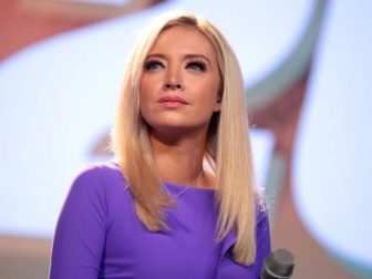 Kayleigh McEnany speaking with attendees at the 2018 Student Action Summit hosted by Turning Point USA at the Palm Beach County Convention Center in West Palm Beach, Florida.