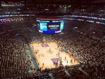 Views from the upper Deck of a Los Angels Lakers Game in early December.