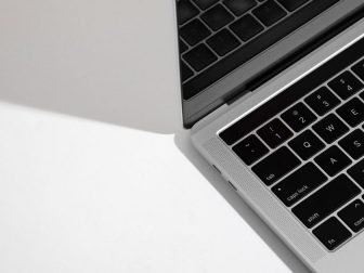 Black and silver laptop computer