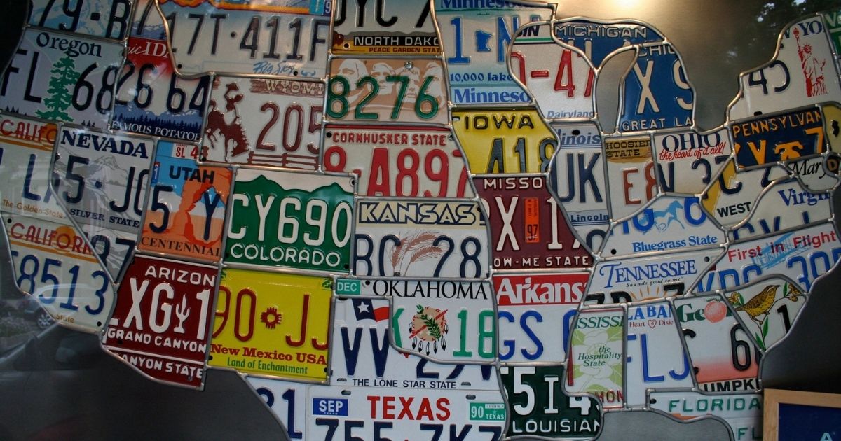 Map of USA out of license plates