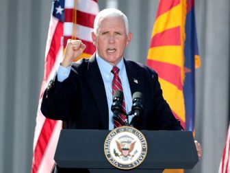 Vice President of the United States Mike Pence speaking with supporters at a "Make America Great Again" rally at TYR Tactical in Peoria, Arizona.