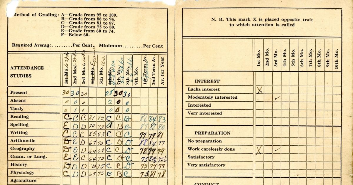 Old Fashioned Report Card