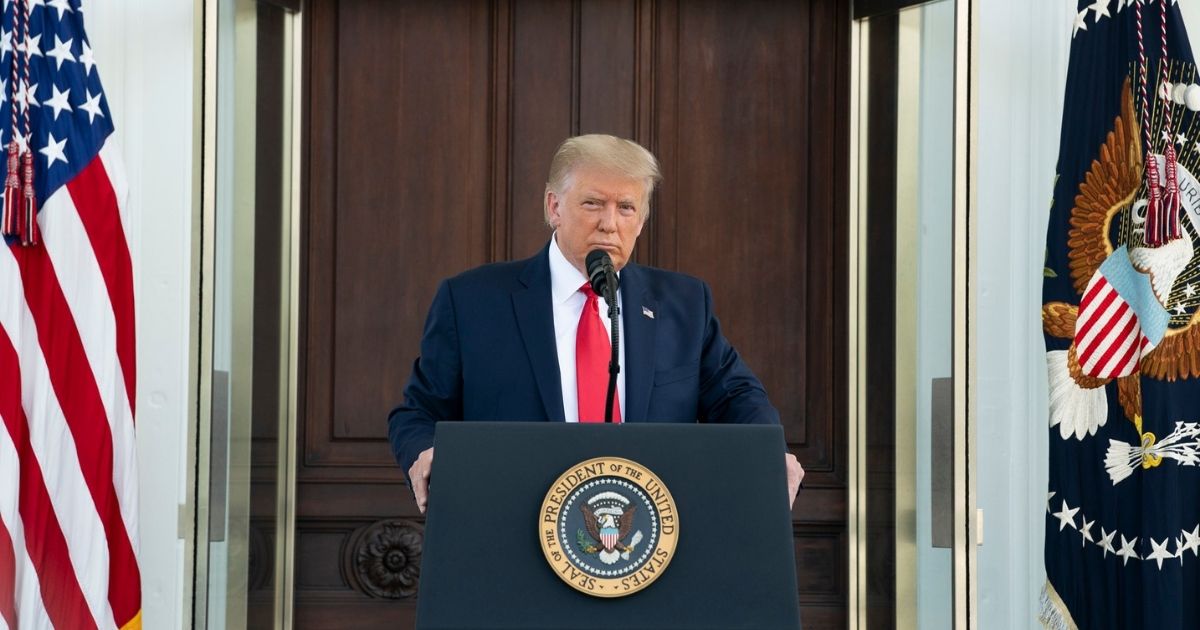 President Donald J. Trump listens to a reporter’s question during a press conference Monday, Sept. 7, 2020, on the North Portico of the White House. (Official White House Photo by Joyce N. Boghosian)