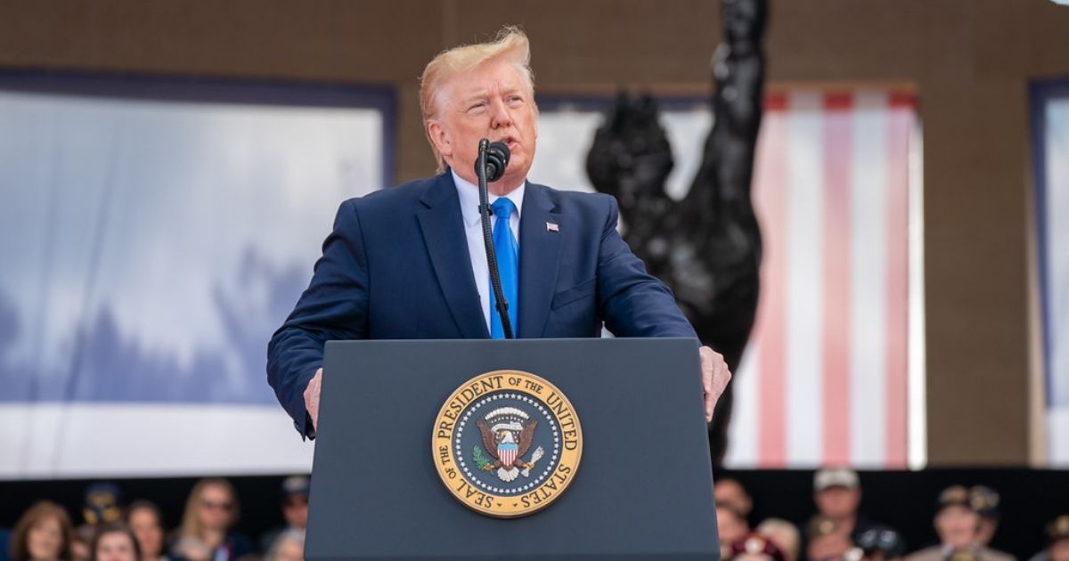 President Donald J. Trump delivers remarks at the 75th Commemoration of D-Day Thursday, June 6, 2019, at the Normandy American Cemetery in Normandy, France. (Official White House Photo by Shealah Craighead)