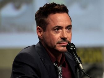 Robert Downey, Jr. speaking at the 2014 San Diego Comic Con International, for "Avengers: Age of Ultron", at the San Diego Convention Center in San Diego, California.