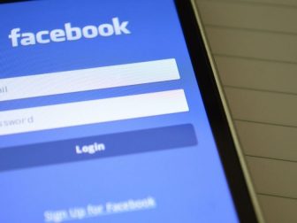 Smartphone showing Facebook login page