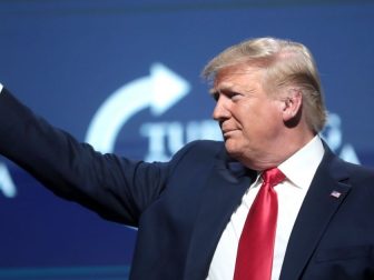 President of the United States Donald Trump speaking with attendees at the 2019 Student Action Summit hosted by Turning Point USA at the Palm Beach County Convention Center in West Palm Beach, Florida.