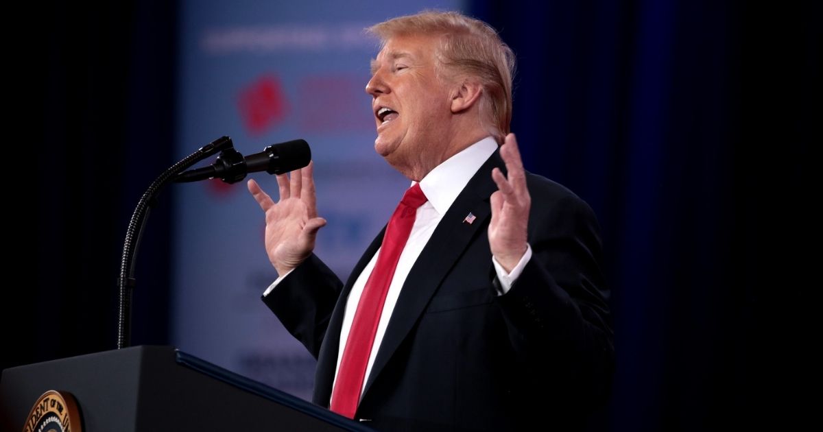 President of the United States Donald Trump speaking at the 2018 Conservative Political Action Conference (CPAC) in National Harbor, Maryland.