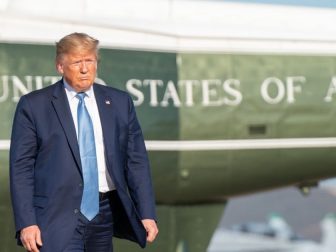 President Donald J. Trump disembarks Marine One at Marine Corps Air Station Miramar in San Diego Wednesday, Sept. 18, 2019, and boards Air Force One en route to Joint Base Andrews, Md. (Official White House Photo by Shealah Craighead)