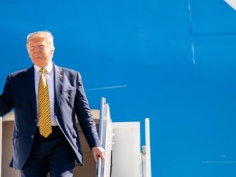 President Donald J. Trump disembarks Air Force One at Moffett Federal Airfield in Mountain View, Calif. Tuesday, September 17, 2019, en route to Palo Alto, Calif. (Official White House Photo by Shealah Craighead)