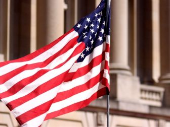 The United States flag at a Second Amendment rally in Frankfort, Kentucky.