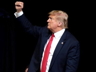 President of the United States Donald Trump speaking with supporters at a "Keep America Great" rally at Arizona Veterans Memorial Coliseum in Phoenix, Arizona.