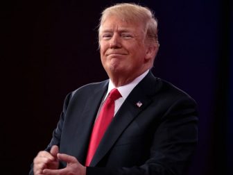 President of the United States Donald Trump speaking at the 2018 Conservative Political Action Conference (CPAC) in National Harbor, Maryland.