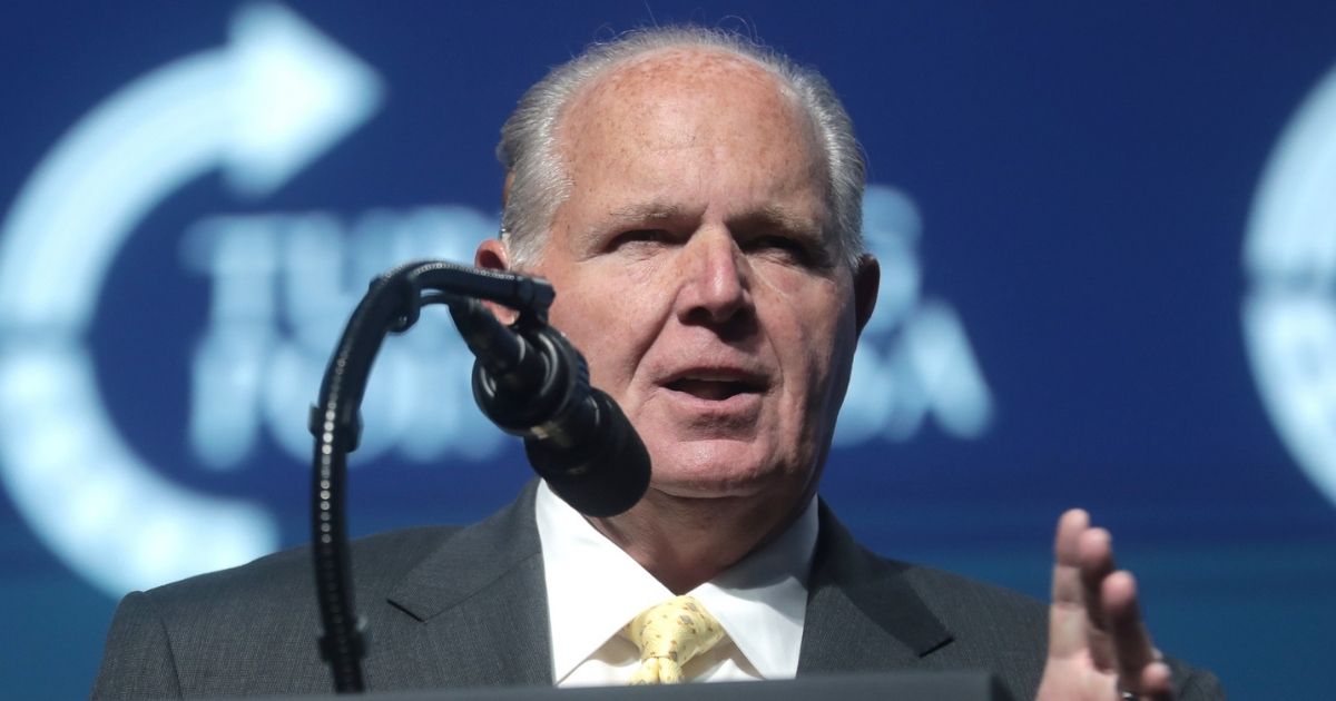 Rush Limbaugh speaking with attendees at the 2019 Student Action Summit hosted by Turning Point USA at the Palm Beach County Convention Center in West Palm Beach, Florida.