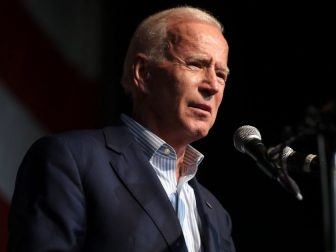 Former Vice President of the United States Joe Biden speaking with attendees at the 2019 Iowa Democratic Wing Ding at Surf Ballroom in Clear Lake, Iowa.