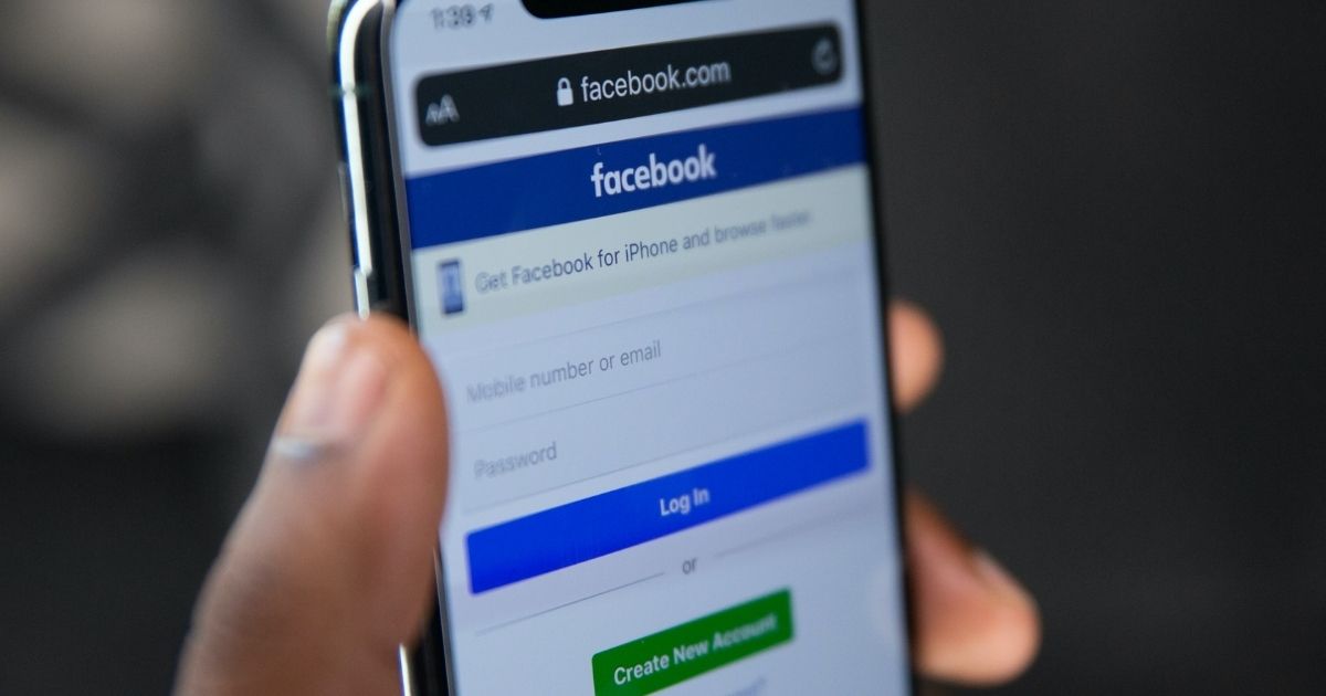 Facebook login page on a smartphone.