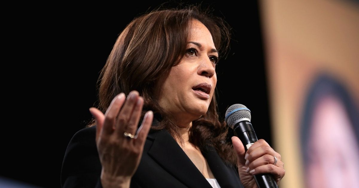 U.S. Senator Kamala Harris speaking with attendees at the 2019 National Forum on Wages and Working People hosted by the Center for the American Progress Action Fund and the SEIU at the Enclave in Las Vegas, Nevada.