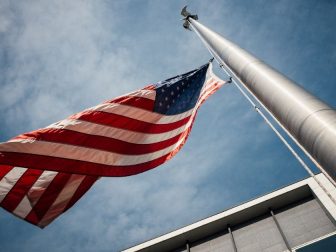 American flag flying in the wind