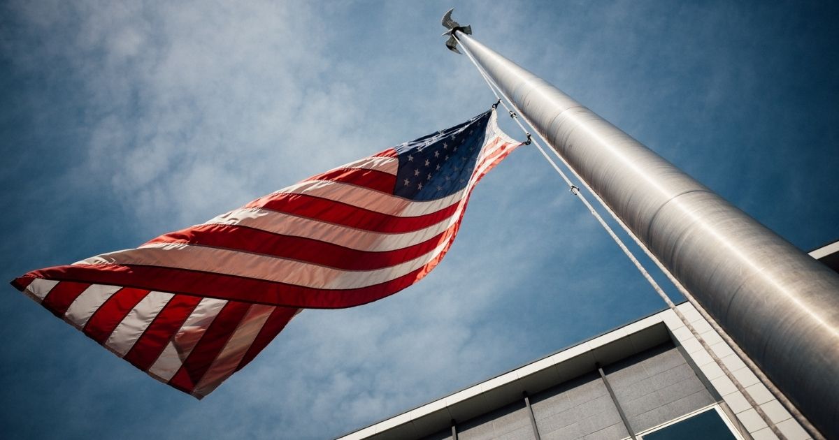 American flag flying in the wind