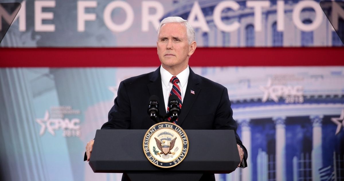 Vice President of the United States Mike Pence speaking at the 2018 Conservative Political Action Conference (CPAC) in National Harbor, Maryland.