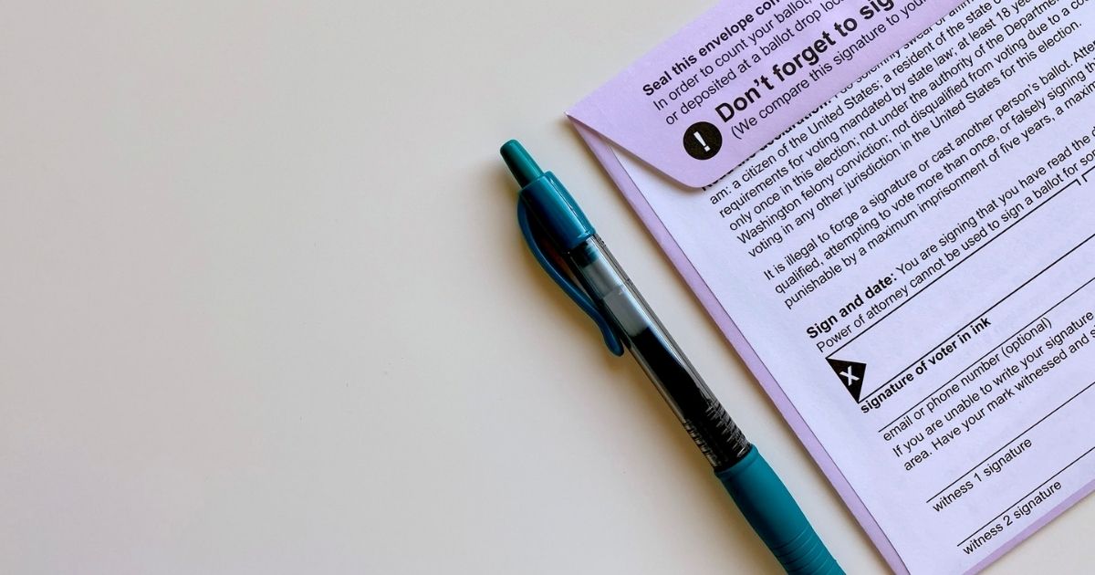 American election mail envelope with pen