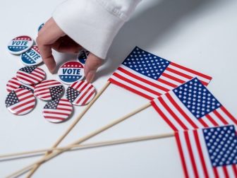 American flags and vote pins