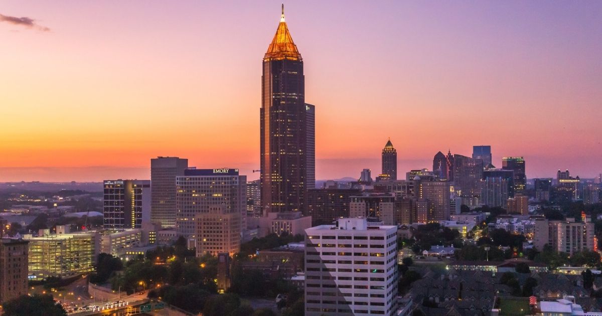 Midtown Atlanta skyline at just after sunset