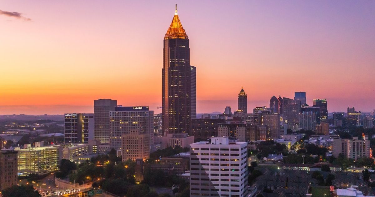 Midtown Atlanta skyline at just after sunset