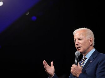 Former Vice President of the United States Joe Biden speaking with attendees at the Presidential Gun Sense Forum hosted by Everytown for Gun Safety and Moms Demand Action at the Iowa Events Center in Des Moines, Iowa.