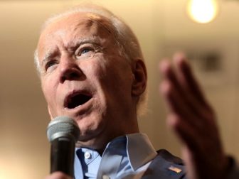 Former Vice President of the United States Joe Biden speaking with supporters at a community event at Sun City MacDonald Ranch in Henderson, Nevada.