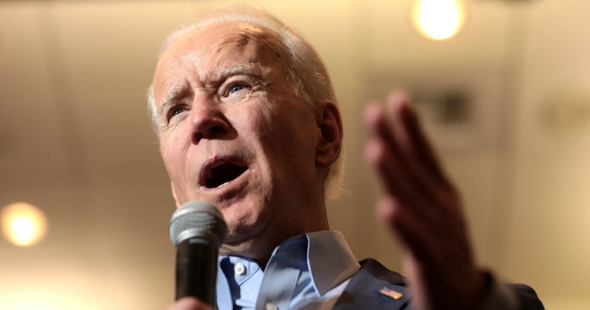 Former Vice President of the United States Joe Biden speaking with supporters at a community event at Sun City MacDonald Ranch in Henderson, Nevada.