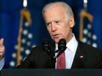 Vice President Joe Biden addresses National Defense University at Fort McNair in Washington, , D.C. April 9, 2015. Biden spoke at NDU about US military successes defeating ISIS. (DoD News photo by EJ Hersom)