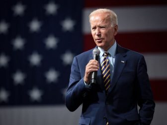 Former Vice President of the United States Joe Biden speaking with attendees at the Presidential Gun Sense Forum hosted by Everytown for Gun Safety and Moms Demand Action at the Iowa Events Center in Des Moines, Iowa.