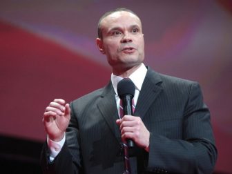 Dan Bongino speaking with attendees at the Conservative Review Convention at the Bon Secours Wellness Arena in Greenville, South Carolina.